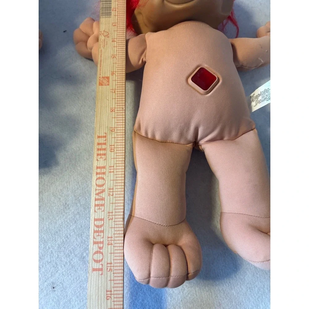 1991 Ace Novelty Treasure Trolls Doll Red Hair Big Eyes Gem Belly